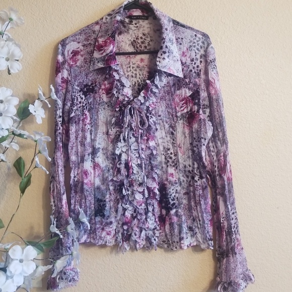 GORGEOUS Violet & Claire Flutter Ruffle Blouse XL - Picture 1 of 8